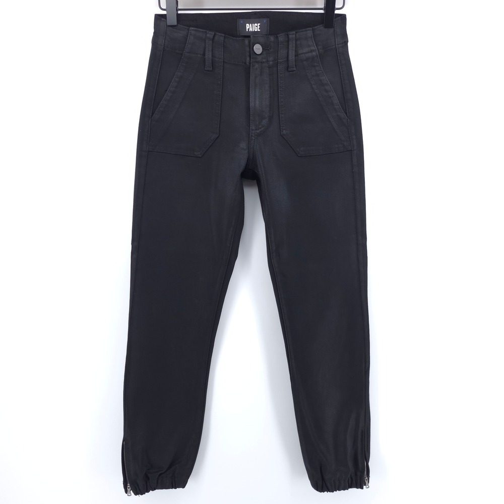 Paige Womens Mayslie Jogger 24 Black Coated Faux Leather Night Out Utility Pants